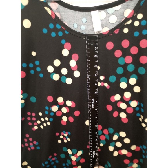 NWT LuLaRoe Tunic Top Plus Size 3XL Black with Colorful Dots Stretch Lightweight - Picture 12 of 16